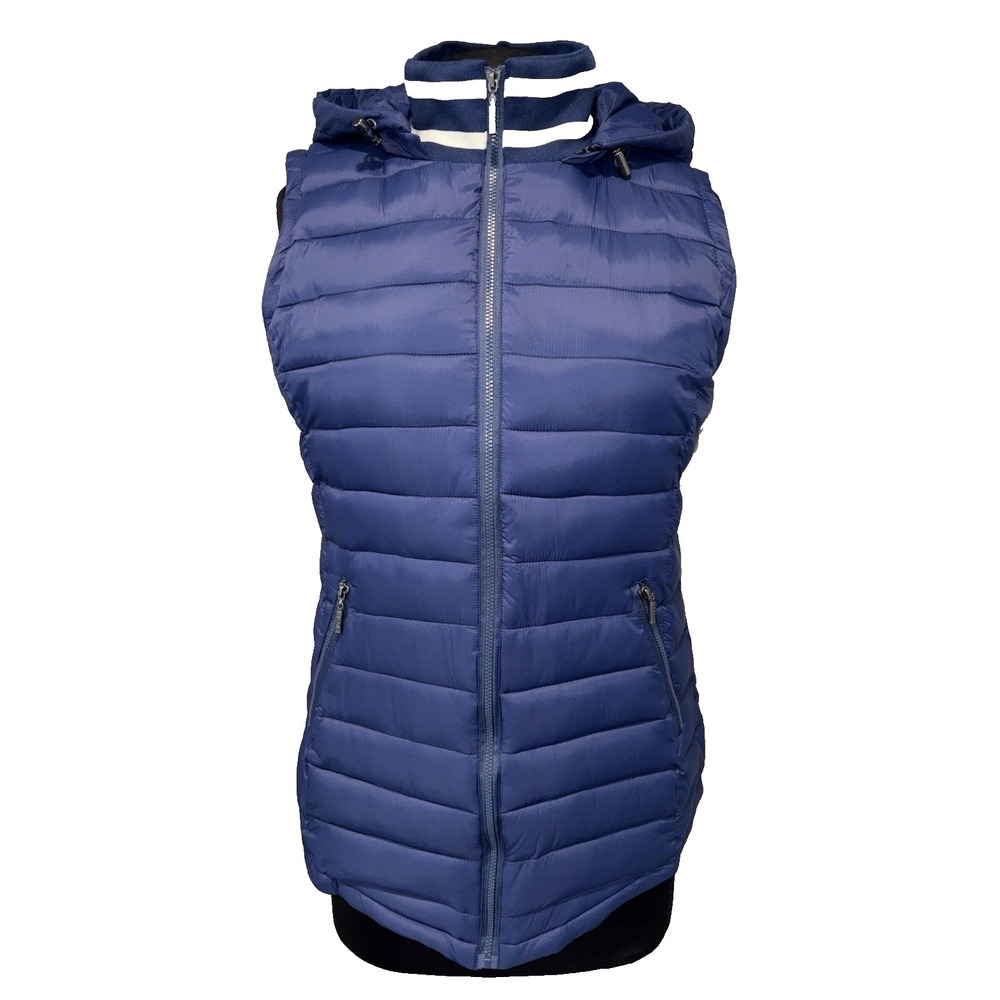 NEW Hooded Puffer Vest Women's Size 6 Blue‎ Full Zip Outdoors Layering Pockets